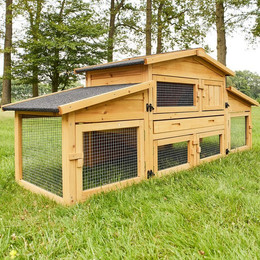 Produktbild von zooprinz großer Hasenstall aus massivem Vollholz mit extra hoher Kotschublade und klappbarem Dach