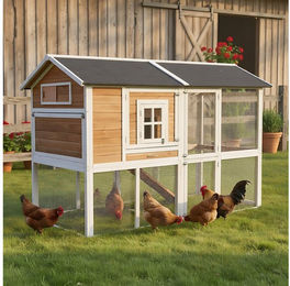Zooprinz Hühnerstall Alpenhof mit Nistkasten und Freilauf, 211x145x105 cm (BxHxT), wetterfestes Kiefernholz – Bild 1 von 5