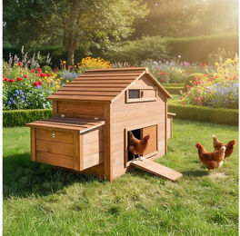 Produktbild von Zooprinz Hühnerstall Hühnervoliere Hühnerhaus Happyfarm, Winterfest, Wetterfest, Massivholz, Metall Kotschublade, Rampe, Türklappe, Klappdach