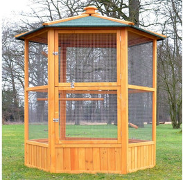 Produktbild von Zooprinz Vogelhaus Vogelvoliere Maxi Wetterfest Winterfest, Kiefernholz, Bitumendach, Sitzstangen