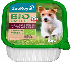 Produktbild von ZooRoyal Bio Pastete Rind & Geflügel mit Pastinake & Kürbis 150g