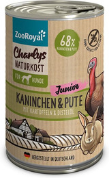 Produktbild von ZooRoyal Charlys Naturkost Junior Kaninchen & Pute mit Kartoffeln & Distelöl 6x400g