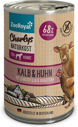 Produktbild von ZooRoyal Charlys Naturkost Kalb, Huhn, Kartoffeln, Kräuter 6x400g