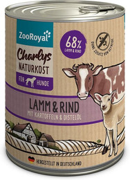Produktbild von ZooRoyal Charlys Naturkost Lamm & Rind mit Kartoffeln & Distelöl 6x800g