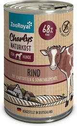 Produktbild von ZooRoyal Charlys Naturkost Rind mit Kartoffel & Sonnenblumenöl 6x400g