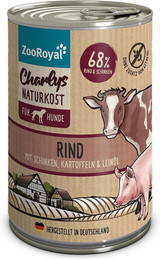 Produktbild von ZooRoyal Charlys Naturkost Rind mit Schinken, Kartoffeln & Leinöl 6x400g