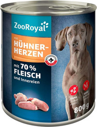 Produktbild von ZooRoyal Hunde-Nassfutter mit Hühnerherzen 6x800g