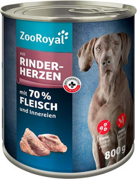 Produktbild von ZooRoyal Hunde-Nassfutter mit Rinderherzen 6x800g