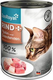 Produktbild von ZooRoyal Katze Rind + Huhn & Entenherzen - 6 x 400 g