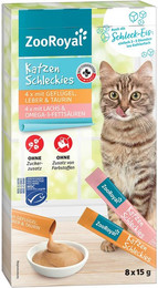 Produktbild von ZooRoyal Katzen-Schleckies Geflügel, Leber & Lachs - 8 x 15 g