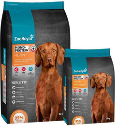 Produktbild von ZooRoyal Monoprotein Huhn Trockenfutter 12kg+2kg gratis