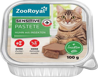 Produktbild von ZooRoyal Pastete Sensitiv Huhn mit Insektenprotein - 16 x 100 g