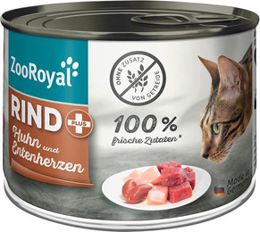 Produktbild von ZooRoyal Rind + Huhn & Entenherzen Katzenfutter - 200 g