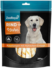 Produktbild von ZooRoyal Rind+ Kaustange mit Hühnchen-Einlage - 200 g