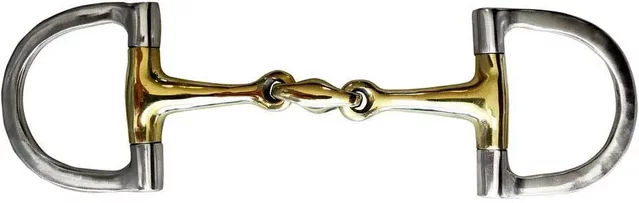 Produktbild von Zaldi Gebiss D-Bit Mors mit 2 Ringen aus Edelstahl in Gold für Pferde BBI-5114
