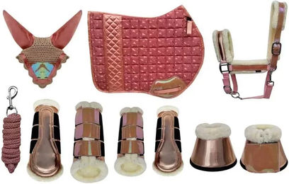 Zaldi Halfter und Longe Set aus Baumwolle für Pferde in Rosa – Bild 1 von 1