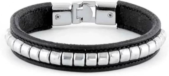 Produktbild von Zaldi Lederarmband Unisex Schwarz Silber Braun Gold 20 x 1,2 cm