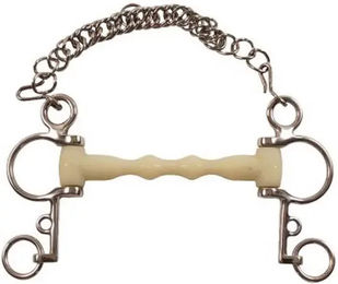 Zaldi Pferdezügel mit Kette aus Edelstahl in Silber und Weiß HB-2451 – Bild 1 von 1