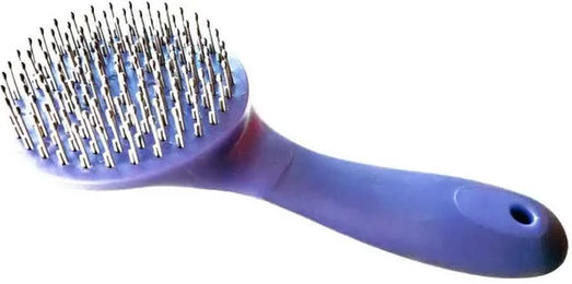 Produktbild von Zaldi Rosshaarbürste mit Gummibügel in Lila und Blau