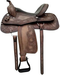 Produktbild von Zaldi Western-Sattel aus Leder für Vollblutpferde in Braun