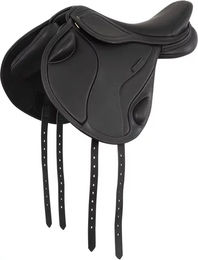 Produktbild von Zarlino Equitation Monoflap-Springsattel für Pferde mit Gullet Swap System aus Leder in Schwarz 17,0 inch