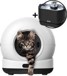 Zedar Set aus selbstreinigender Katzentoilette K1200 PRO und kabellosem 2.5L Trinkbrunnen WF600 in Weiß – Bild 1 von 3