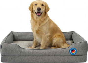 Zedelmaier Orthopädisches Hundebett für mittelgroße und große Hunde mit Flanell und dickem Kissen in Grau – Bild 1 von 3