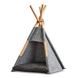 Zeller Katzen Tipi Zelt aus Filz mit Holzgestell als Katzenhöhle und Hundezelt – Bild 1 von 6