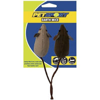 Produktbild von Zen-Kat Earth Mice 2er Pack Plüschmäuse aus Baumwolle mit Catnip in Braun