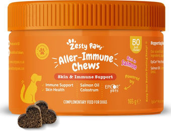 Produktbild von Zesty Paws Allergy & Immunity Chews Lachs Funktionssnack für Hunde zur Unterstützung von Haut, Fell, Immunsystem und Verdauung 50 Kautabletten