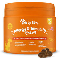 Produktbild von Zesty Paws Allergy & Immunity Chews Lachs Funktionssnack für Welpen zur Unterstützung von Haut, Fell, Immunsystem und Verdauung 90 Kautabletten