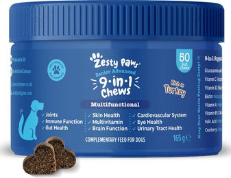 Produktbild von Zesty Paws Senior Advanced 9-in-1 Kautabletten für Hunde mit Truthahn und gastrointestinalem Support 50 Stück