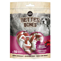 Produktbild von Zeus BetterBones Small Bones Kausnack mit Ente und Cranberry für Hunde aller Größen und Altersstufen 10 Stück
