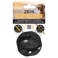 Produktbild von Zeus Chew Chasers Kauspielzeug Treat Ball aus Naturkautschuk Schwarz Durchmesser 7,5 cm