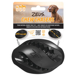 Zeus Chew Chasers Treat Rugby Ball Hundespielzeug aus Naturkautschuk Schwarz 12,5 cm – Bild 1 von 1