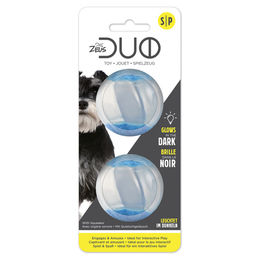 Produktbild von Zeus Duo Ball für Hunde aus TPR mit Quietscher und LED - 2er-Pack Transparent - 5 cm