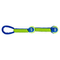 Produktbild von Zeus K9 Hundespielzeug Zugschlaufe aus Nylon mit 2 Tennisbällen Blau Bunt Größe L