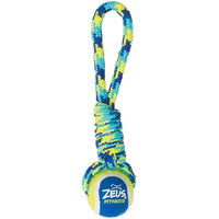 Produktbild von Zeus K9 Tug Hundeball mit Seil für erwachsene Hunde in Blau und Bunt