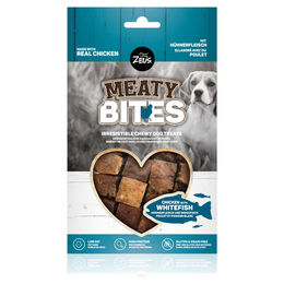 Produktbild von Zeus Meaty Bites Kausnack mit Huhn und Seelachs glutenfrei und getreidefrei 150 g