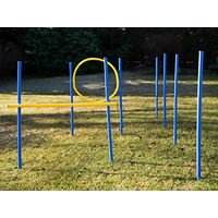 Produktbild von Zewool Agility Set für Hunde mit Slalomstangen, Hürde und Jumpring in Blau