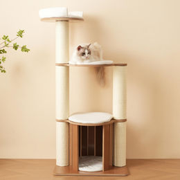 Zimilo Katzen Kratzbaum 135cm mit Katzenhaus und abnehmbaren Kissen – Bild 1 von 1