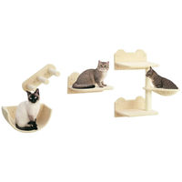 Produktbild von Zimtky Katzen Kletterwand Set mit Katzentreppe und Kratzbaum 4-teilig Beige