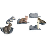 Produktbild von Zimtky Katzen Kletterwand Set mit Katzentreppe und Kratzbaum 4-teilig Grau