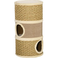 Produktbild von Zimtky Kratzbaum Kratztonne mit 3 Ebenen aus Sisal und Plüsch 37,5x37 cm