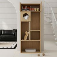 Produktbild von Zimtky Kratzbaumschrank aus Naturholz mit Kratzsäule 80 x 45 x 193 cm