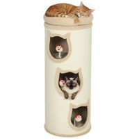 Produktbild von Zimtky Kratztonne für Katzen Cremeweiß 96 cm hoch und 38 cm Durchmesser vierstöckig bis 6 kg