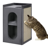 Produktbild von Zimtky Kratztonne für Katzen mit 2 Höhlen in Grau und Natur bis 6 kg
