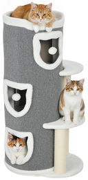 Zimtky Kratztonne für Katzen mit Höhle und Spielball Grau 101 cm hoch – Bild 1 von 1