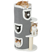 Produktbild von Zimtky Kratztonne für Katzen mit Höhle und Spielball Grau 101 cm hoch