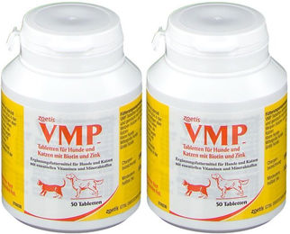 Produktbild von Zoetis VMP Tabletten zur Unterstützung von Haut und Fell für Hunde und Katzen für alle Altersstufen